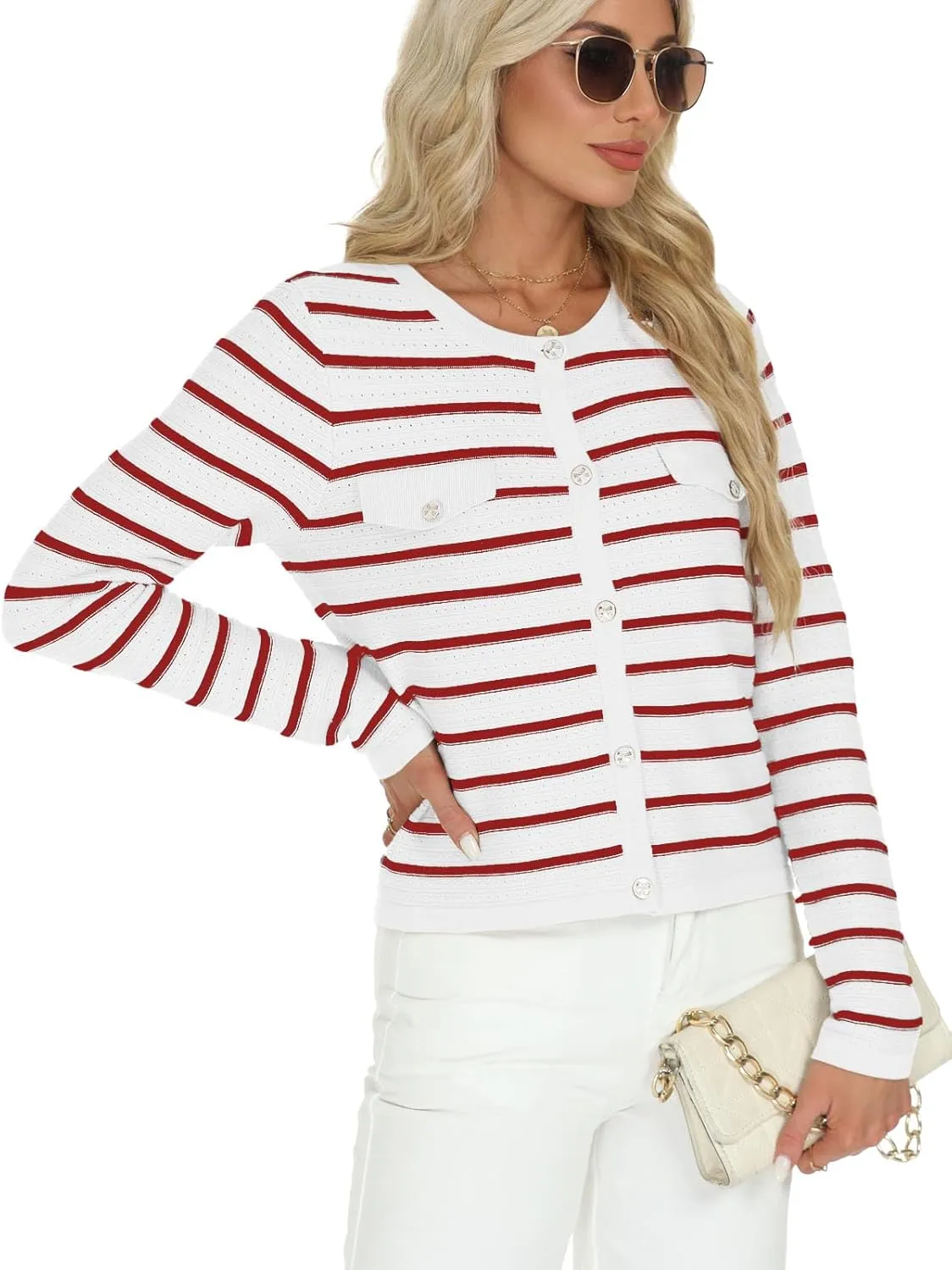 Tanou Women's 2025 Fall Casual Long Sleeve Trendy Cardigan Sweaters Button Knit Lady Jackets