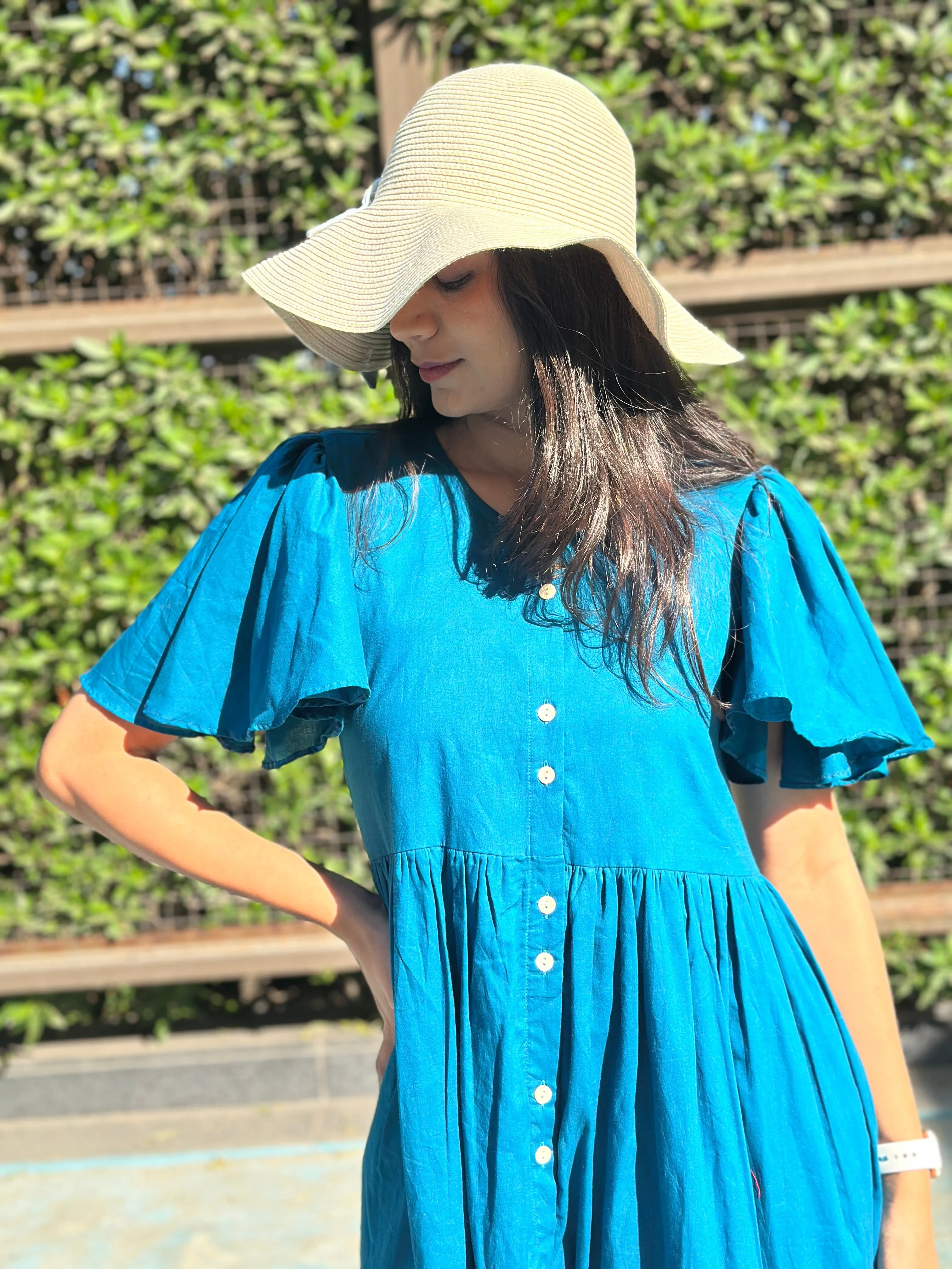 Teal MIDI Dress with Lining