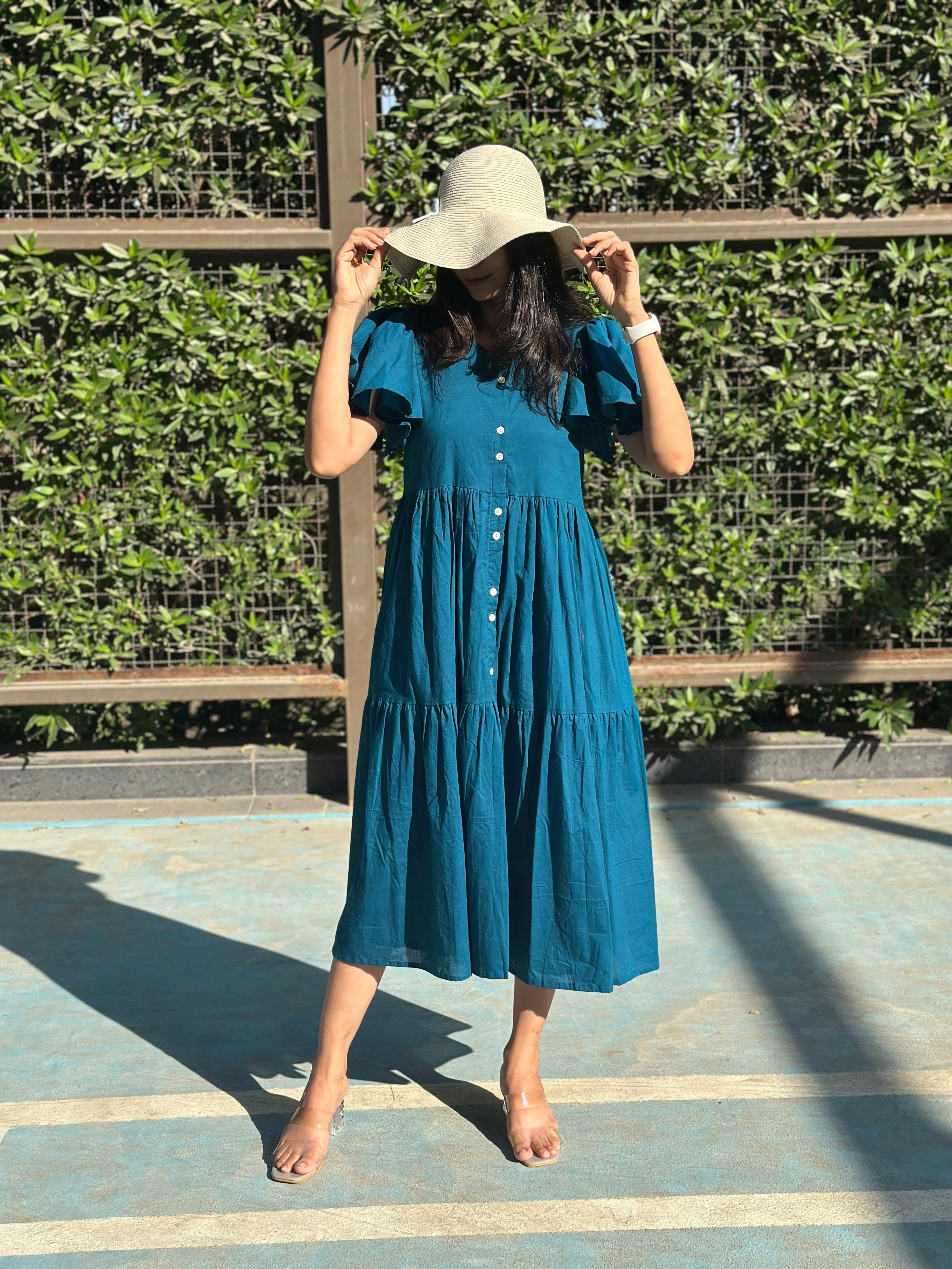 Teal MIDI Dress with Lining