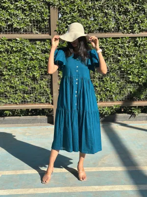 Teal MIDI Dress with Lining