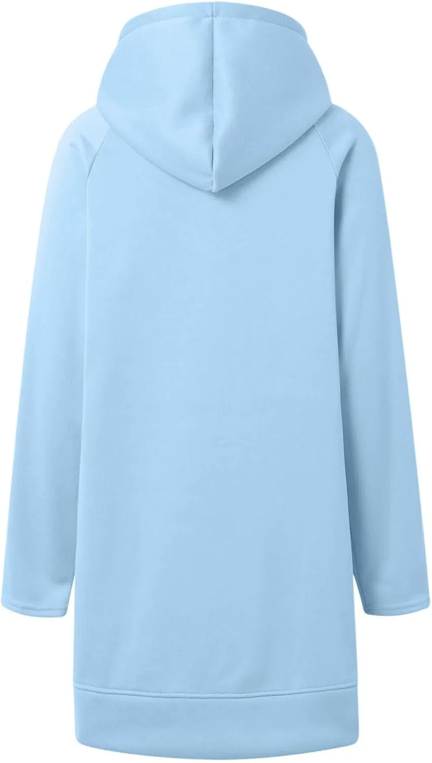 The Warmy Oversized Hoodie Dress,Valentine's Day Dress for Women with Pocket Funny Heart Print Split Hem Hoodies