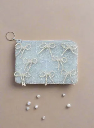 Tiana Designs Hand Beaded Pearl Bows Coin Purse