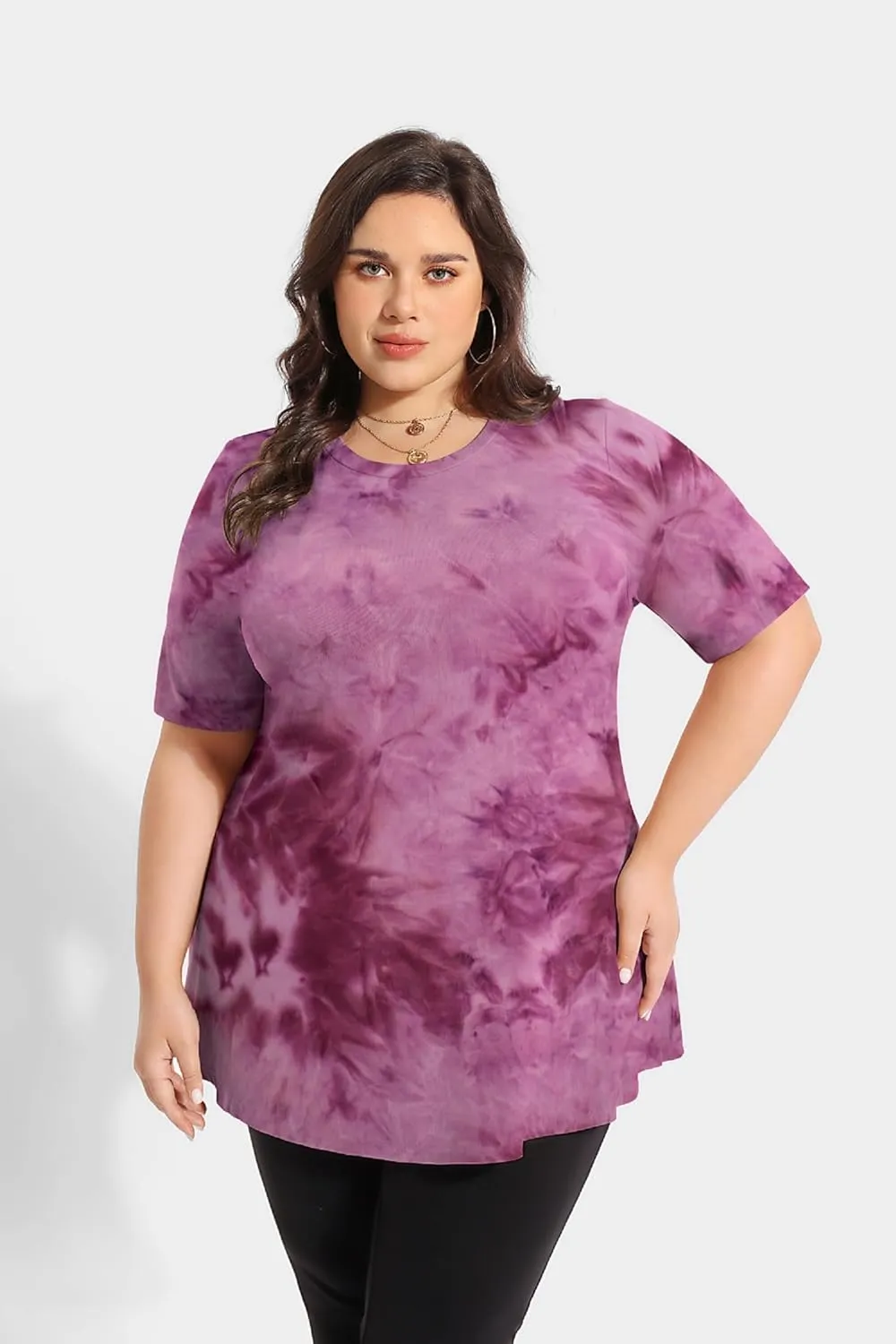 TIYOMI Plus Size Distressed Oversized T-Shirts Short Sleeve Tops for Women Crewneck Shirts XL-5XL