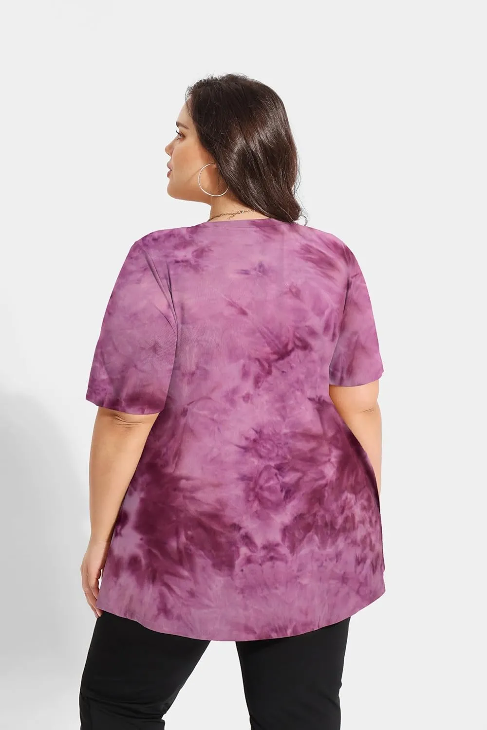 TIYOMI Plus Size Distressed Oversized T-Shirts Short Sleeve Tops for Women Crewneck Shirts XL-5XL