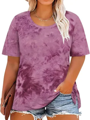 TIYOMI Plus Size Distressed Oversized T-Shirts Short Sleeve Tops for Women Crewneck Shirts XL-5XL