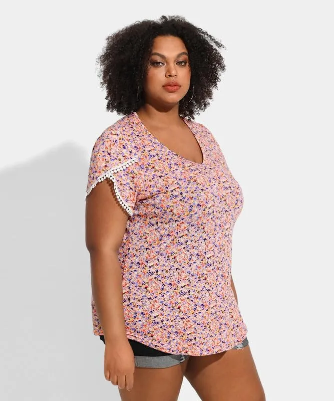 TIYOMI Plus Size Tops for Women Round Neck Square Neck T Shirts Summer Casual Short Sleeve Tunic Blouses XL-5XL