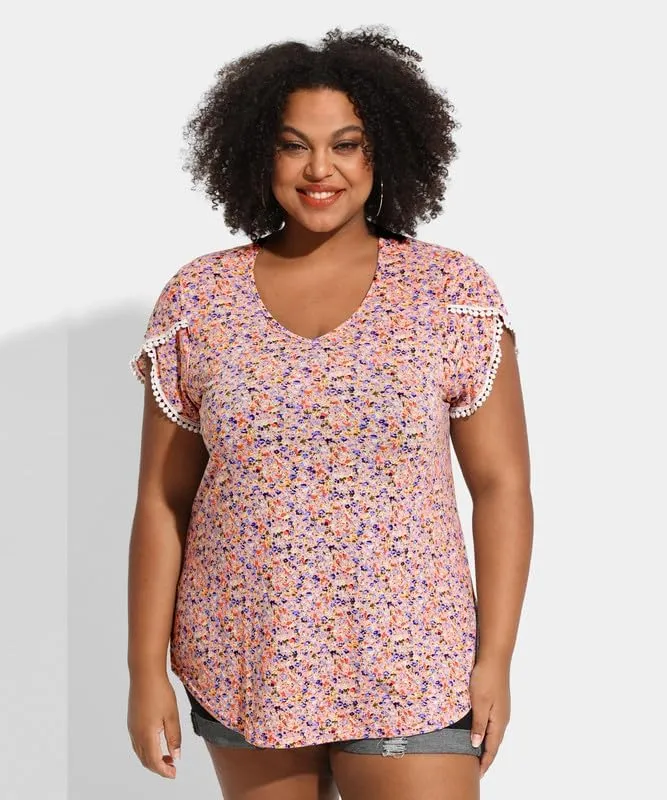 TIYOMI Plus Size Tops for Women Round Neck Square Neck T Shirts Summer Casual Short Sleeve Tunic Blouses XL-5XL