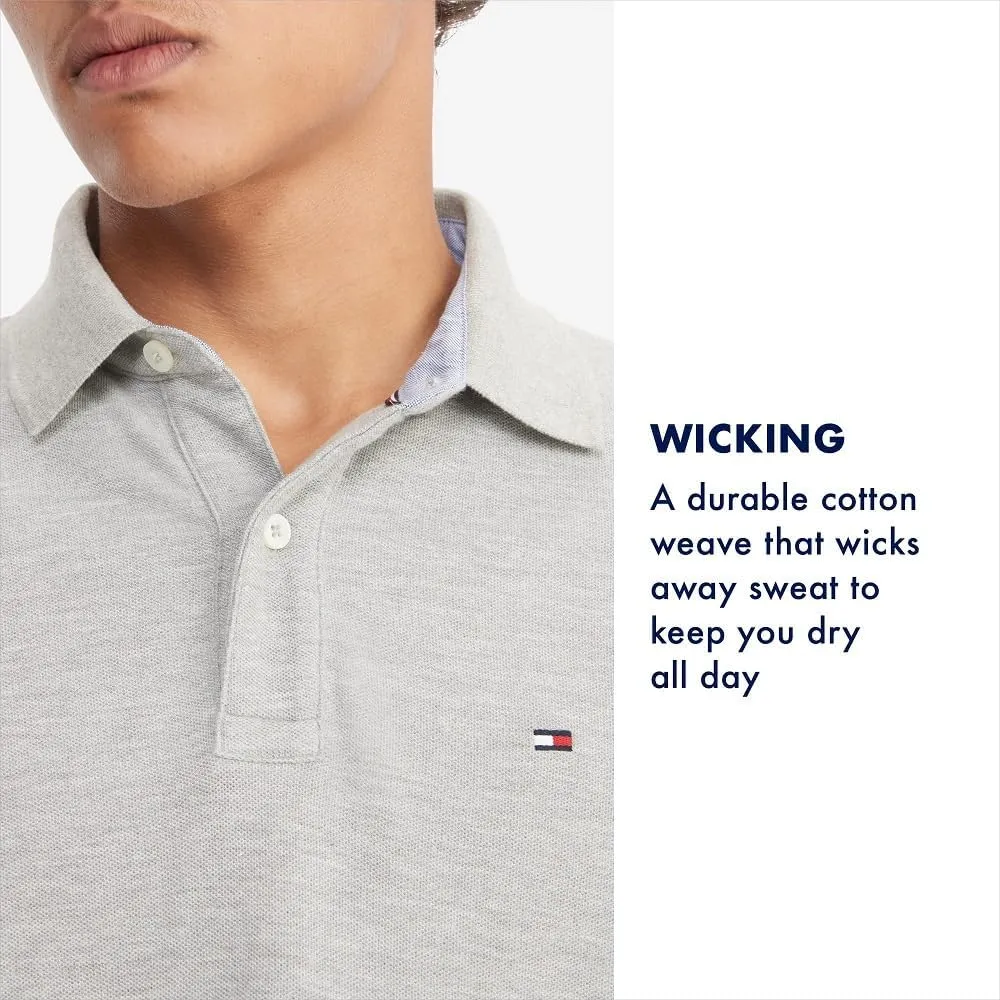 Tommy Hilfiger Men's Short Sleeve Moisture Wicking Stretch Polo Shirt with Quick Dry   UV Protection