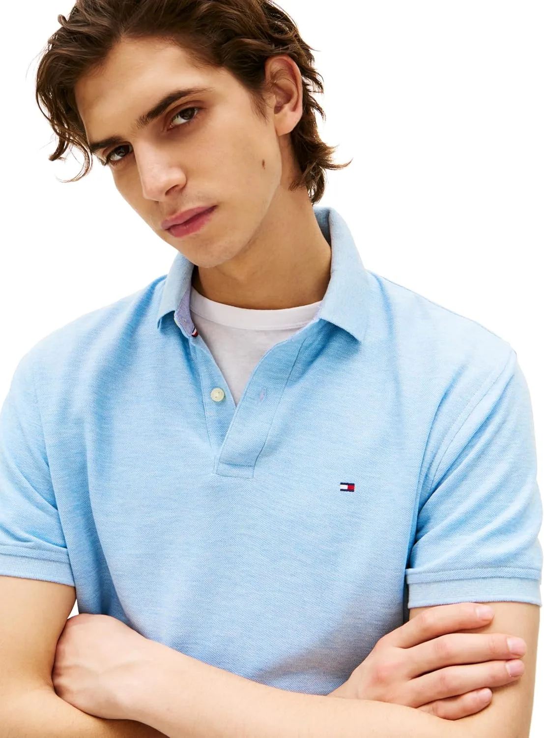 Tommy Hilfiger Men's Short Sleeve Moisture Wicking Stretch Polo Shirt with Quick Dry   UV Protection