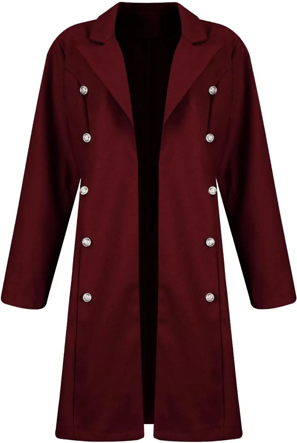 Trench Coat Women Long Wool Double Breasted Blazer Business Casual Notch Lapel Jacket Fall Winter Mid Long Peacoat