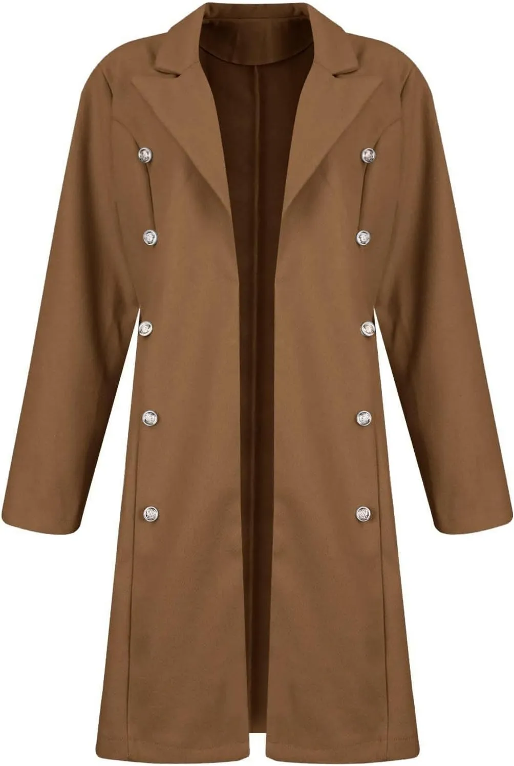 Trench Coat Women Long Wool Double Breasted Blazer Fall Winter Notch Lapel Jacket Business Casual Mid-Long Peacoat