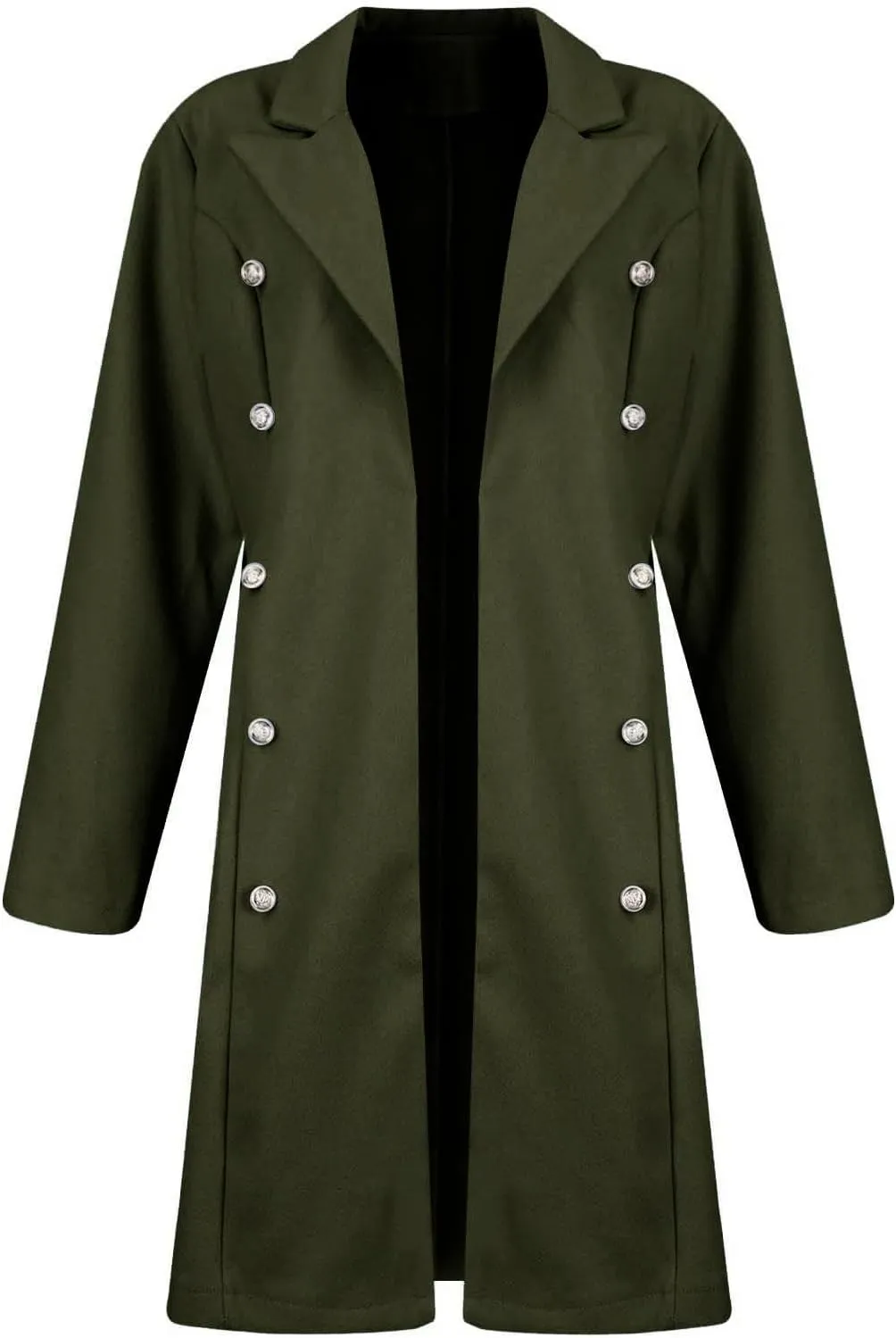 Trench Coat Women Long Wool Double Breasted Blazer Fall Winter Notch Lapel Jacket Business Casual Mid-Long Peacoat