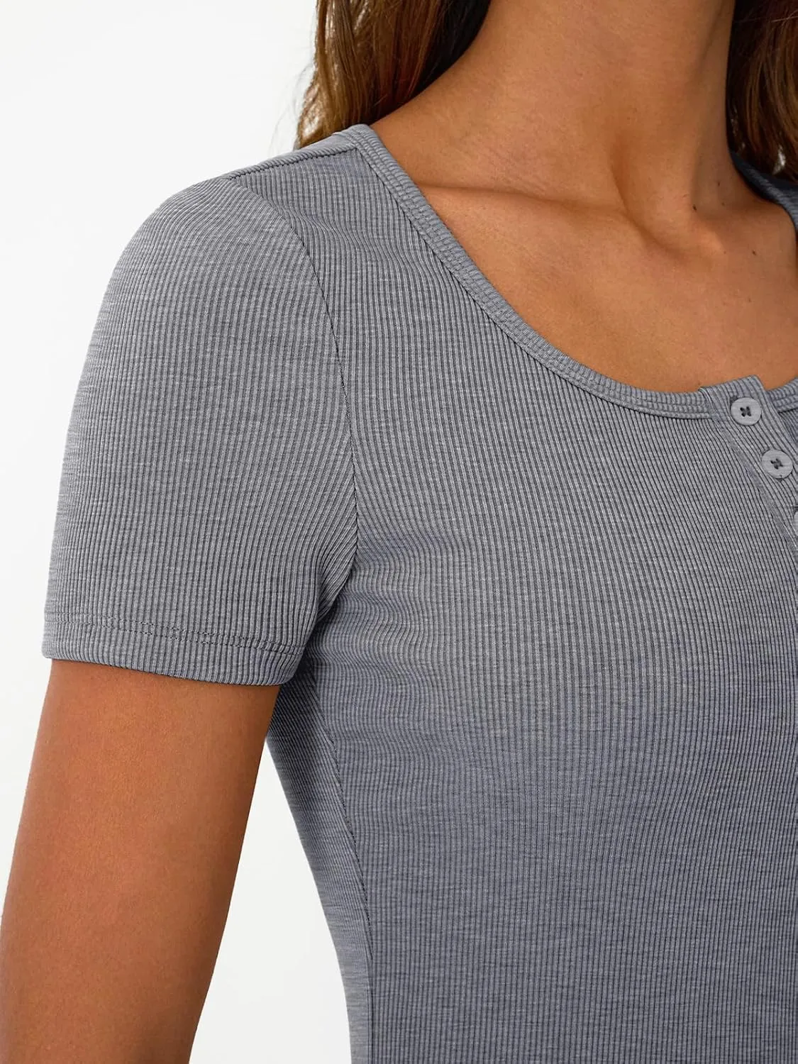 Trendy Queen Womens Short Sleeve Summer Tops Ribbed Henley T Shirts Basic Tee Cute Casual Spring Fashion Clothes 2025