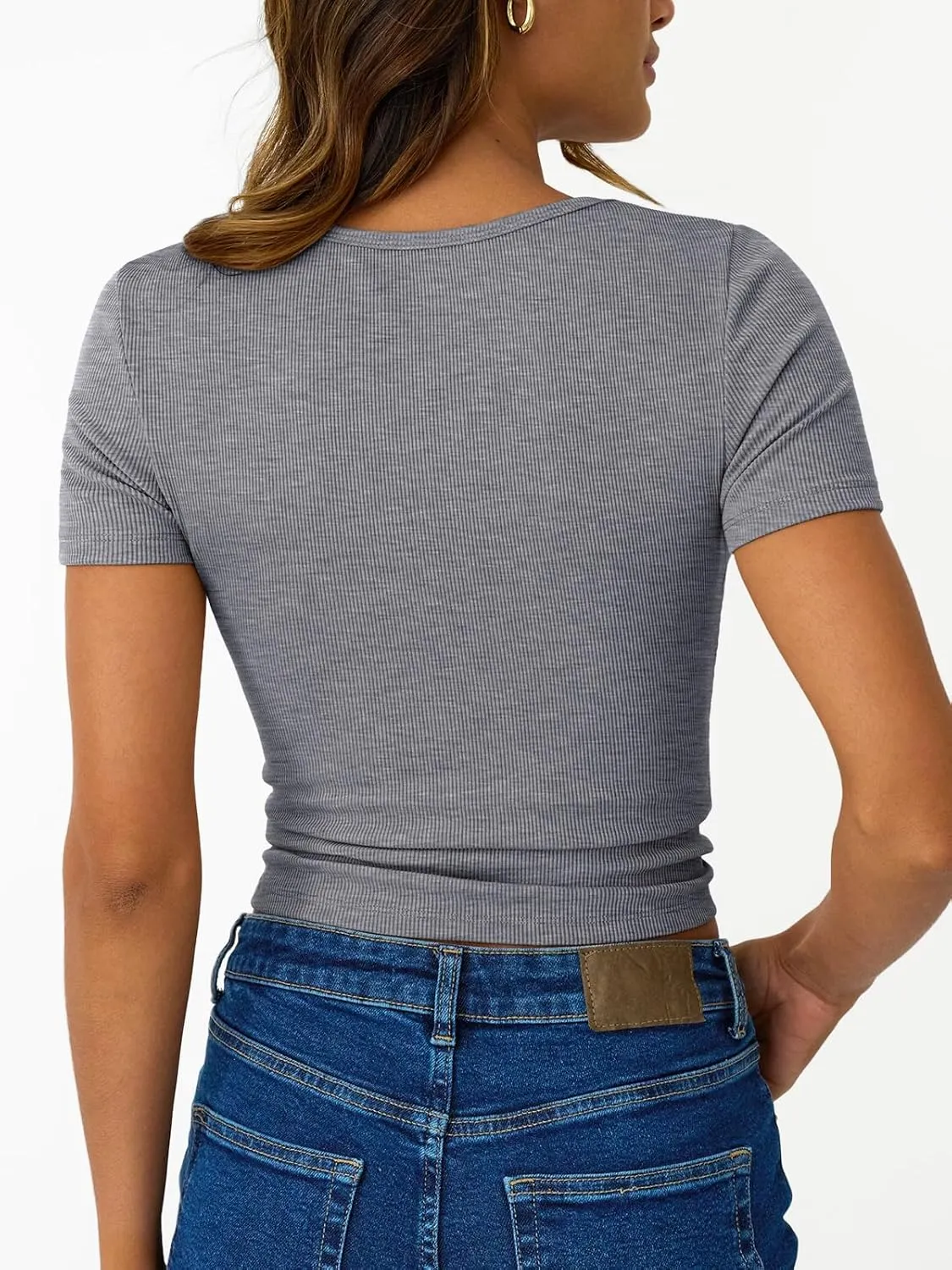 Trendy Queen Womens Short Sleeve Summer Tops Ribbed Henley T Shirts Basic Tee Cute Casual Spring Fashion Clothes 2025
