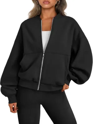 Trendy Queen Womens Zip Up Sweatshirts Jackets Oversized Fall Outfits Winter Clothes Hoodies with Pockets Y2k 2025 Fashion