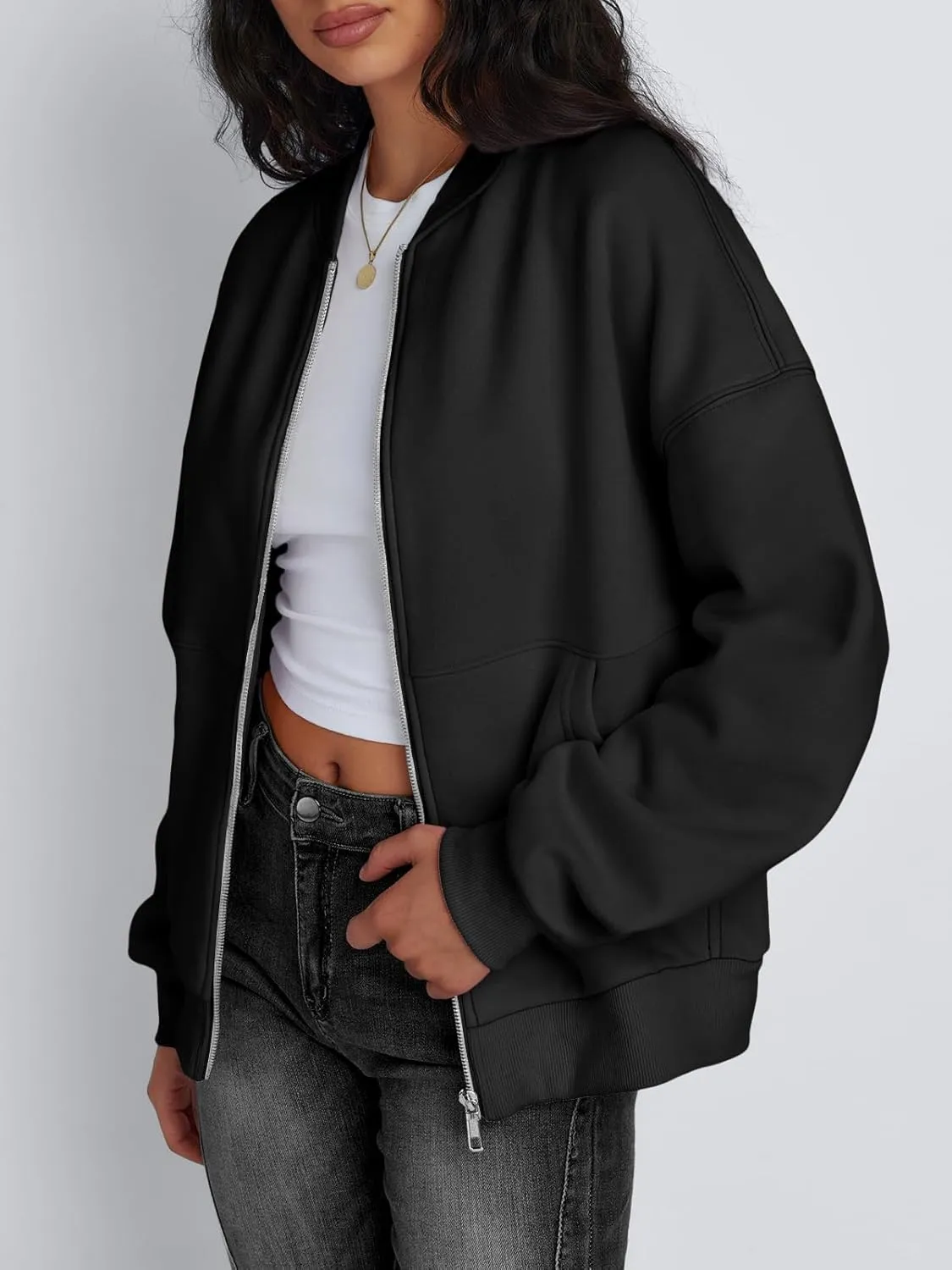 Trendy Queen Womens Zip Up Sweatshirts Jackets Oversized Fall Outfits Winter Clothes Hoodies with Pockets Y2k 2025 Fashion