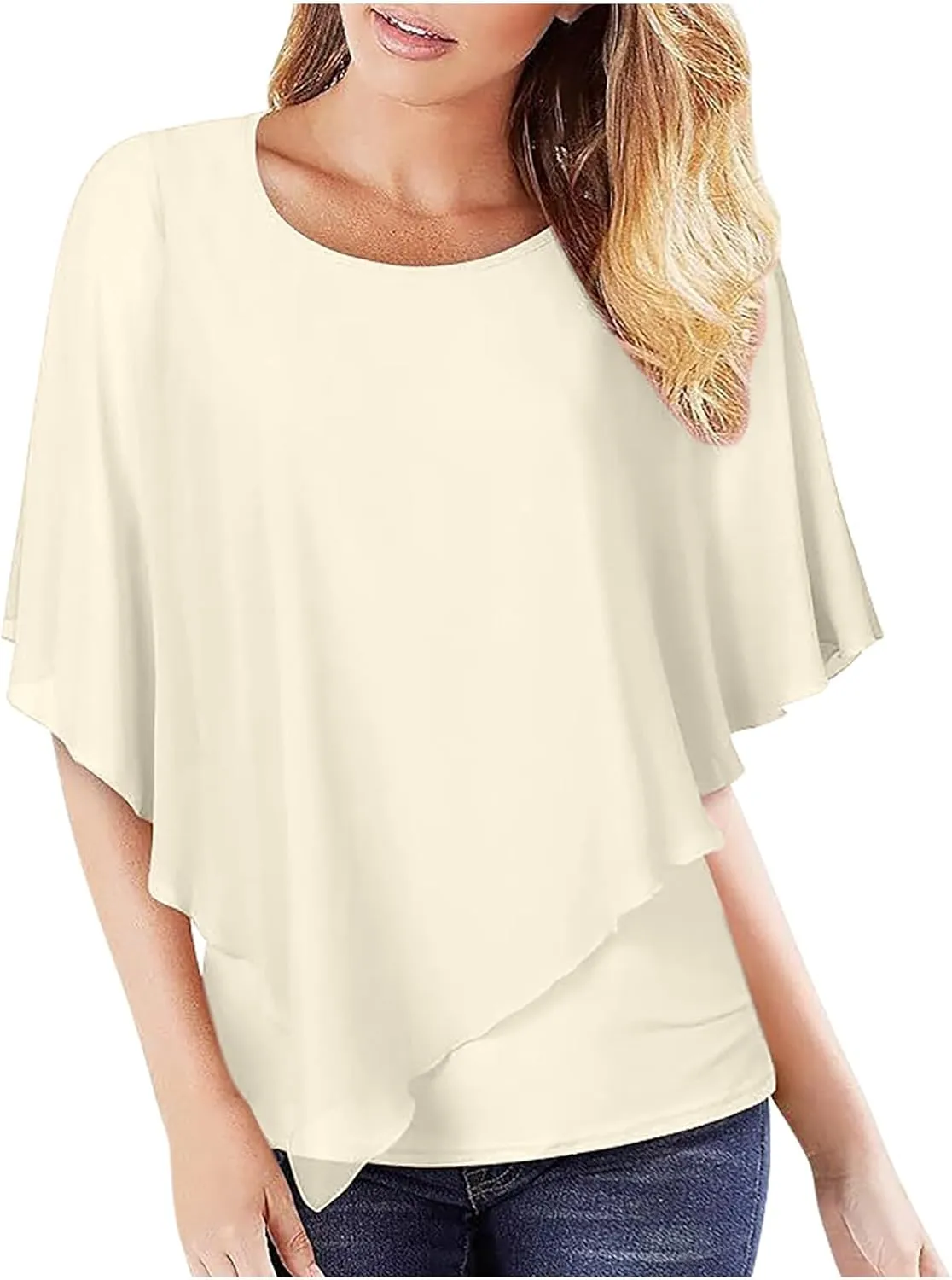 Tshirt Dress Women Plain Short Sleeve Batwing Sleeve Daily Dating Cute Blouses for Women Dressy Casual
