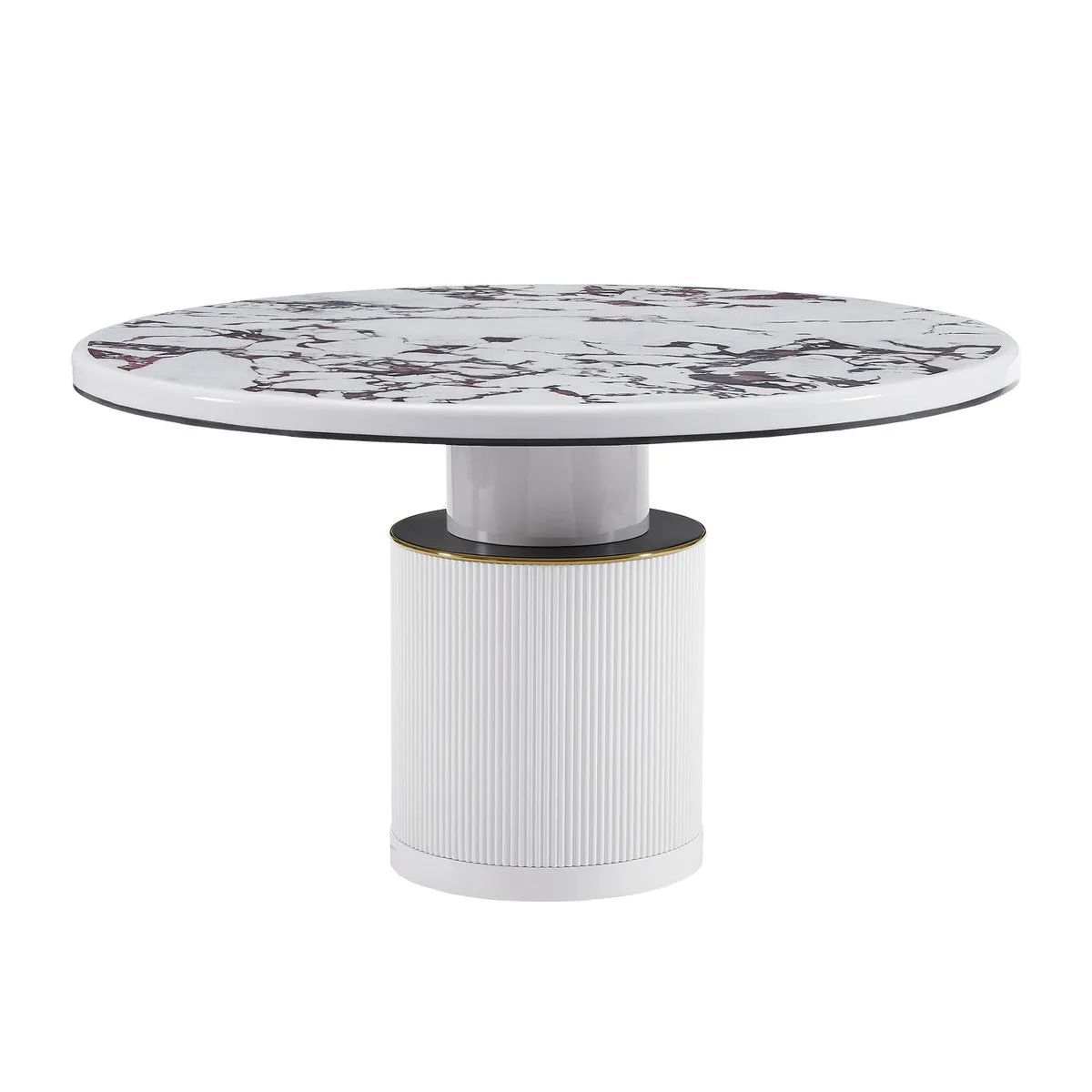 TV - VANESSA WHITE MARBLE LACQUER ROUND DINING TABLE