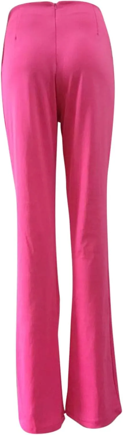 Uillui Dress Pants for Women Business Casual Classy High Waist Flared Sailor Pants Stretchy Wide Leg Trousers Work Slacks