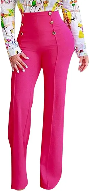 Uillui Dress Pants for Women Business Casual Classy High Waist Flared Sailor Pants Stretchy Wide Leg Trousers Work Slacks