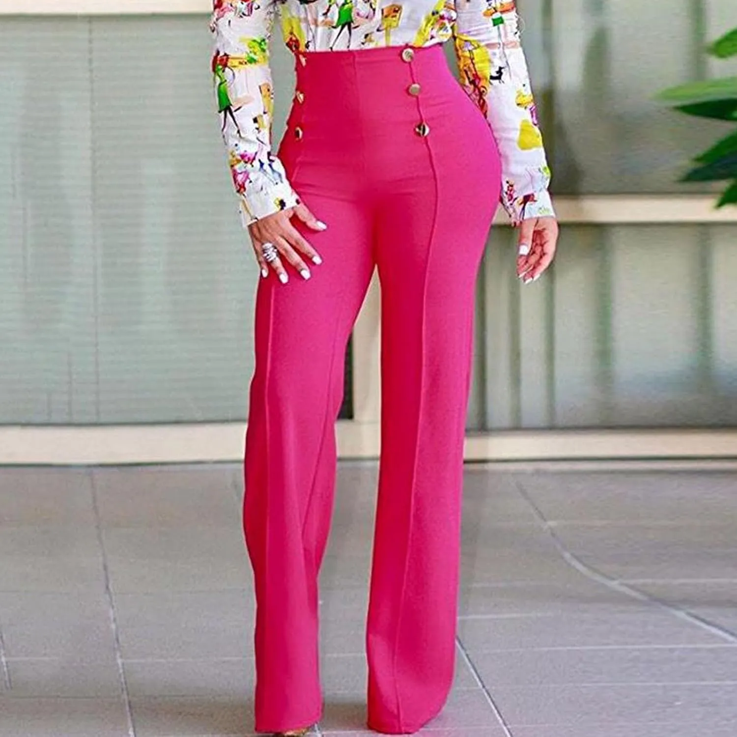 Uillui Dress Pants for Women Business Casual Classy High Waist Flared Sailor Pants Stretchy Wide Leg Trousers Work Slacks