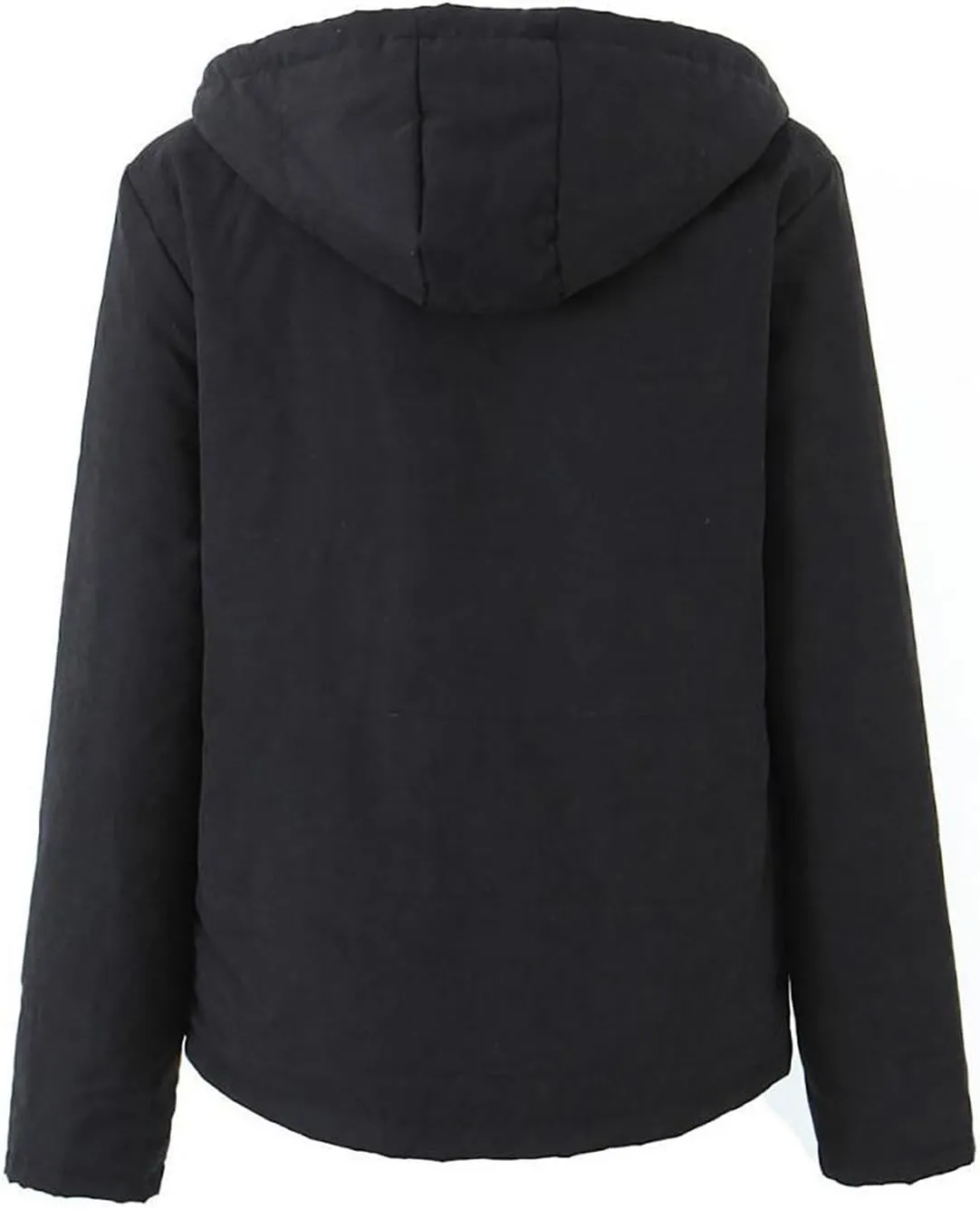 Uillui Fleece Lined Cotton Coat for Women Padded Thicken Plush Bread Jacket Hooded Long Sleeved Zipper Button Sherpa Outcoat