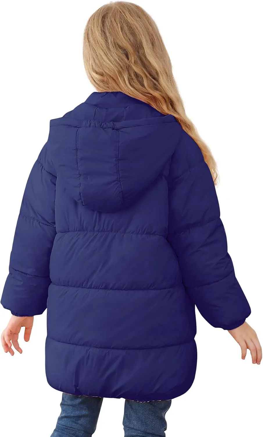 UNIFACO Girls Winter Coats Hooded Puffer Jackets Medium Length Down-like Cotton Coats Snow Outwear 5-12Y