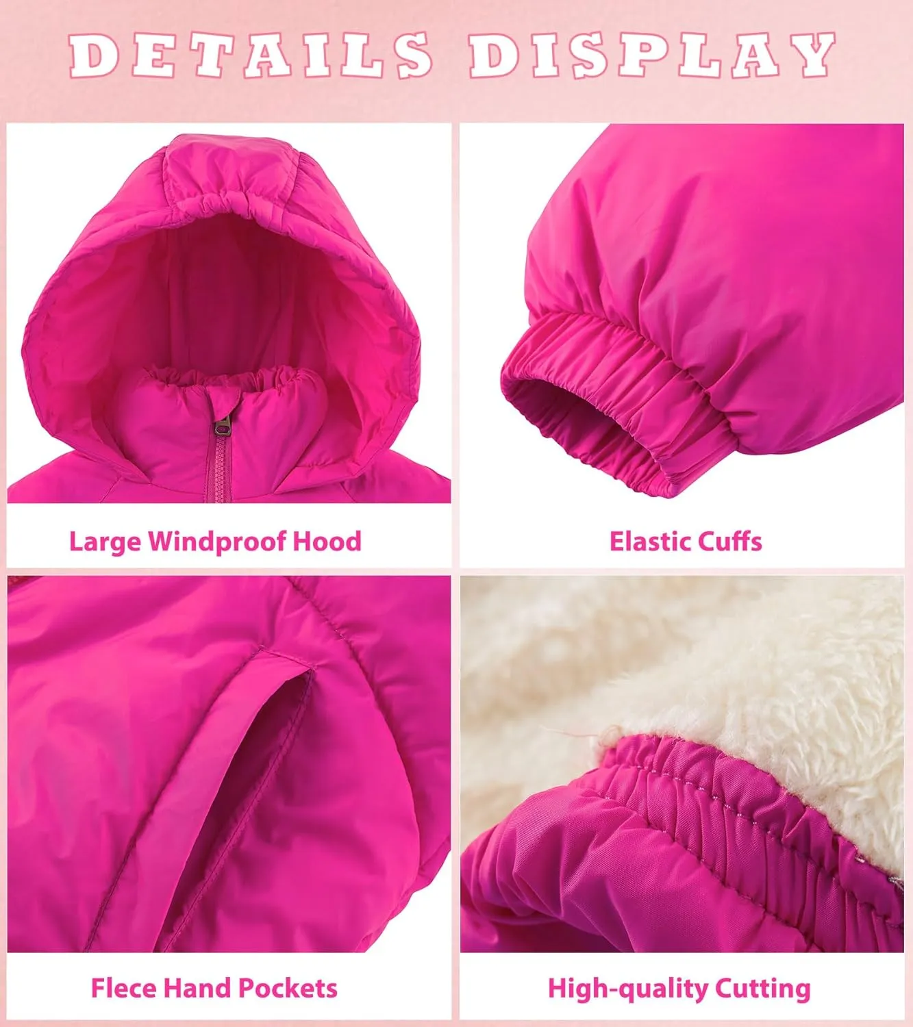 UNIFACO Girls Winter Coats Hooded Puffer Jackets Medium Length Down-like Cotton Coats Snow Outwear 5-12Y