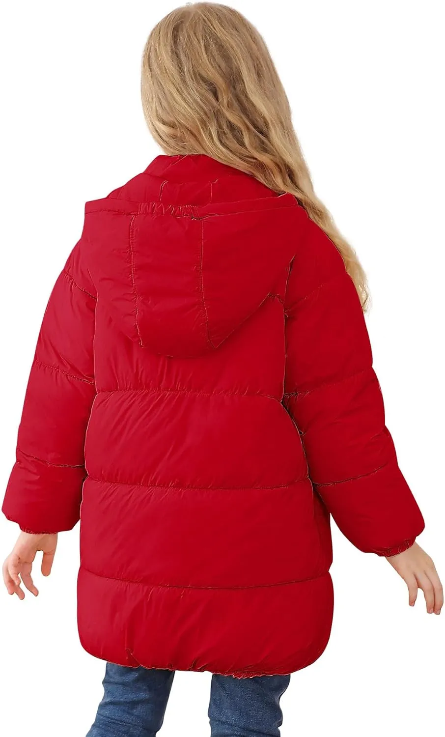 UNIFACO Girls Winter Coats Hooded Puffer Jackets Medium Length Down-like Cotton Coats Snow Outwear 5-12Y