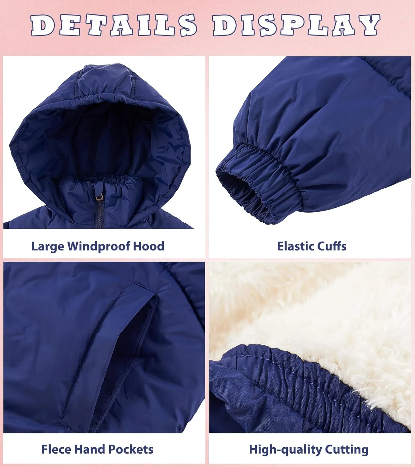 UNIFACO Girls Winter Coats Hooded Puffer Jackets Medium Length Down-like Cotton Coats Snow Outwear 5-12Y