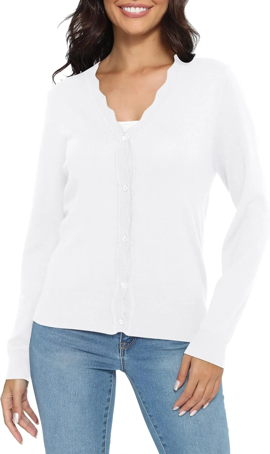 Urban CoCo Women's Lightweight Button Cardigan Sweater Long Sleeve Knit Jacket for Dressy Casual