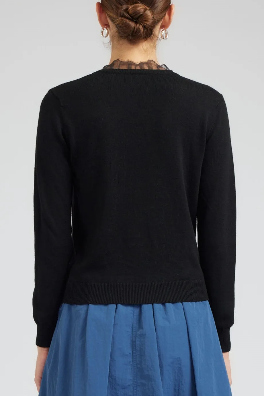V Neck Ruffle Trim Sweater