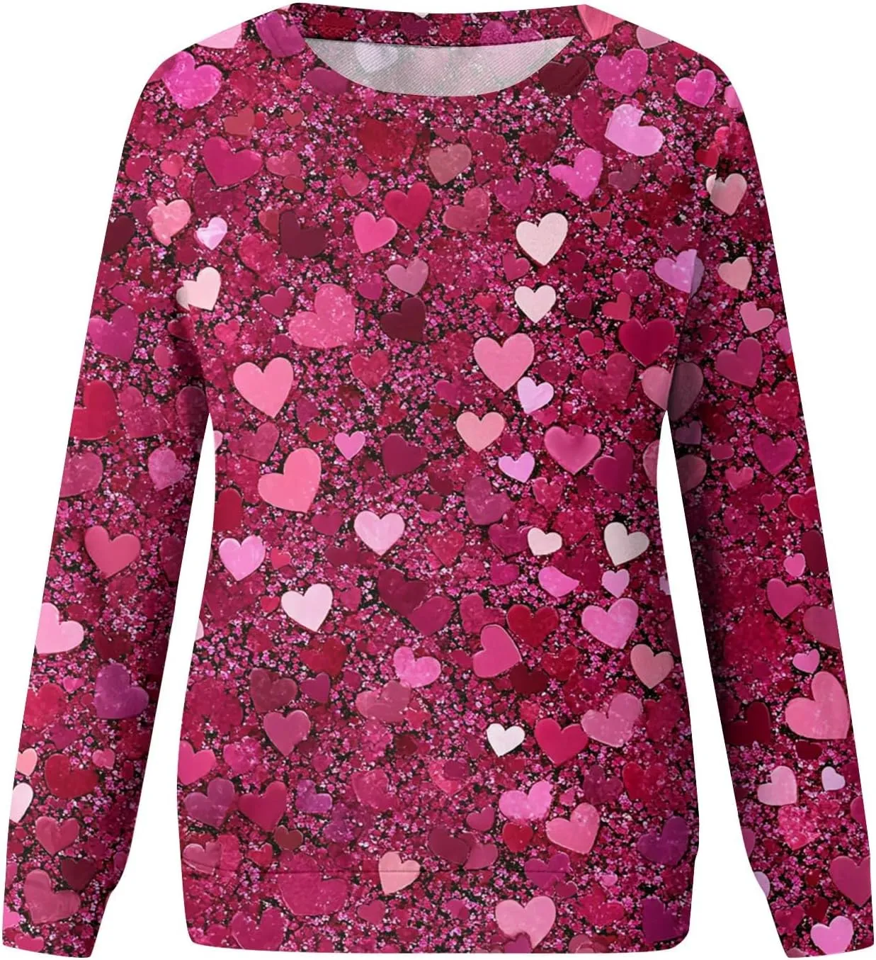 Valentine Sweatshirts For Women Love Hearts Printed Crewneck Pullover Tops Cute Casual Long Sleeve Shirts
