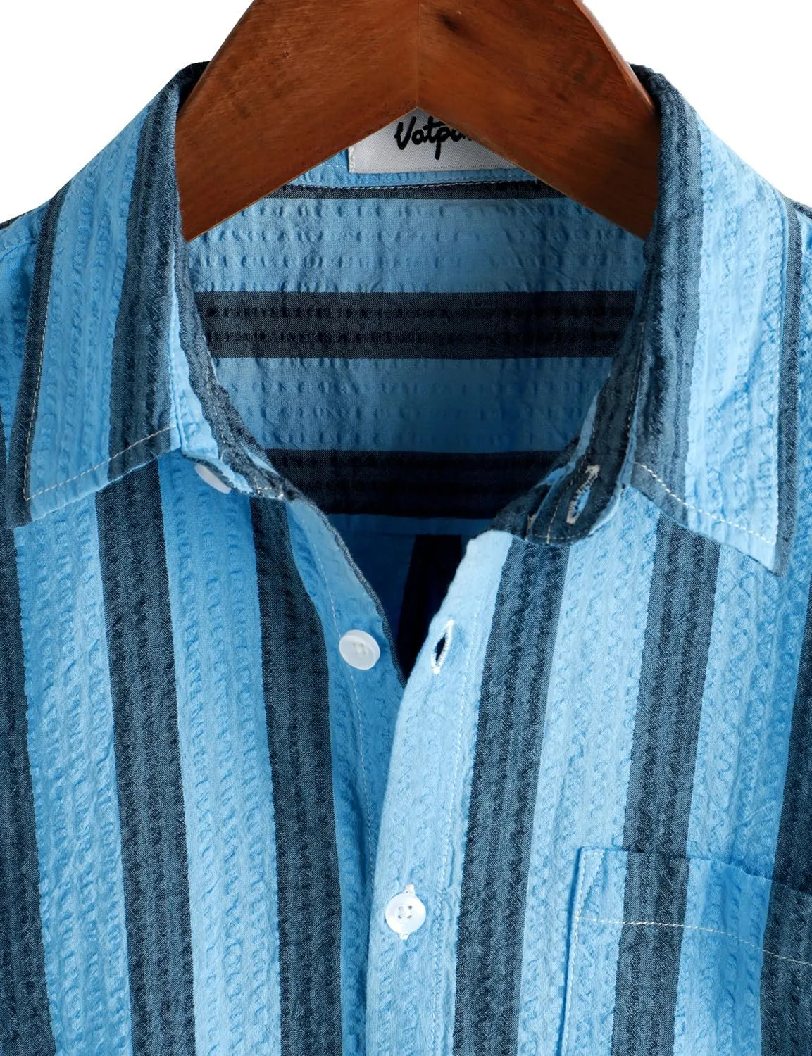 VATPAVE Mens Striped Summer Shirt Casual Button Down Short Sleeve Beach Shirts Cotton Linen Shirts for Men