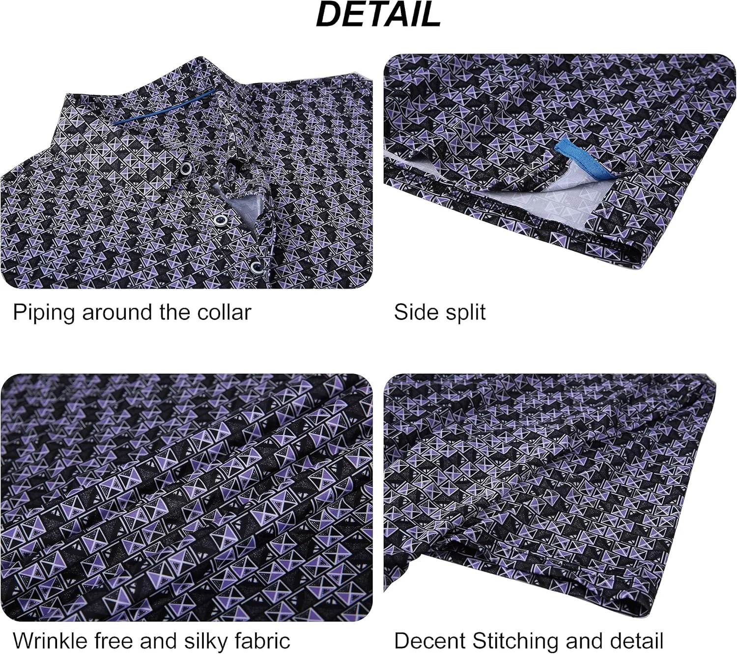 WARHORSEE Mens Golf Polo Shirts Short Sleeve Quick Dry, Performance Stretchy Casual Polo Shirts for Men