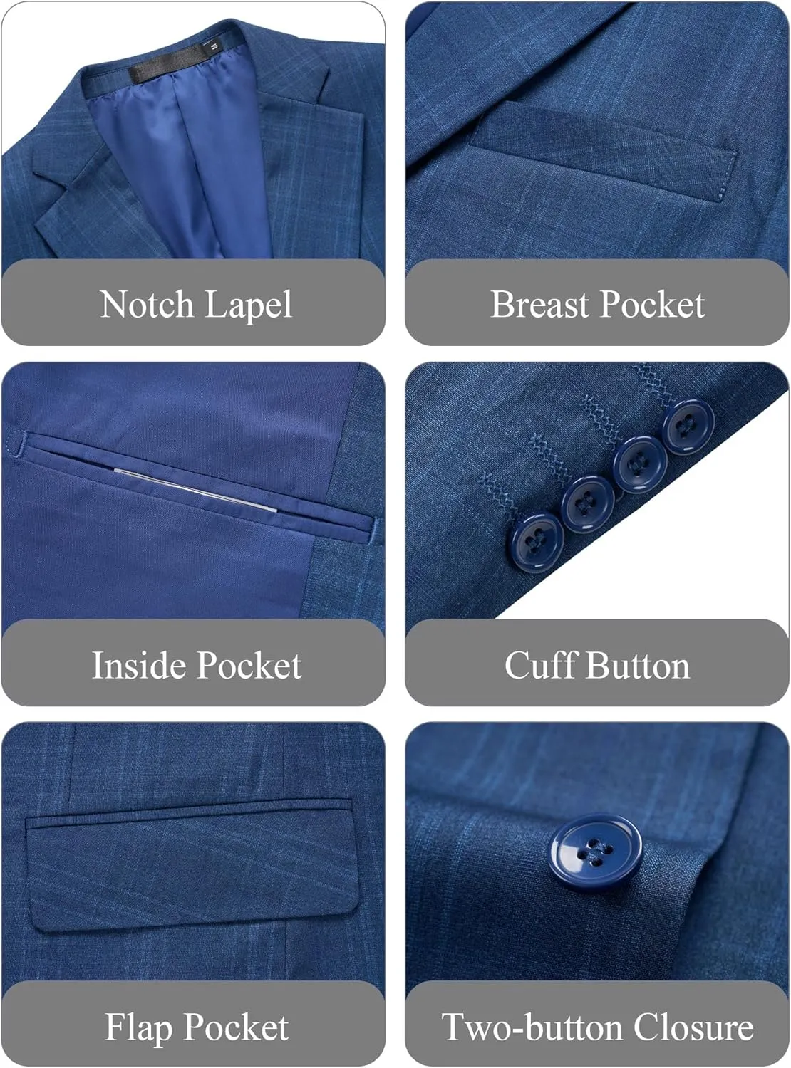 WEEN CHARM Men's 2 Piece Slim Fit Plaid Suit Business Casual Blazer Pants Set for Formal Wedding Prom Office Party