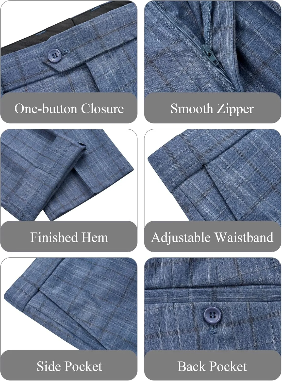 WEEN CHARM Men's 2 Piece Slim Fit Plaid Suit Business Casual Blazer Pants Set for Formal Wedding Prom Office Party