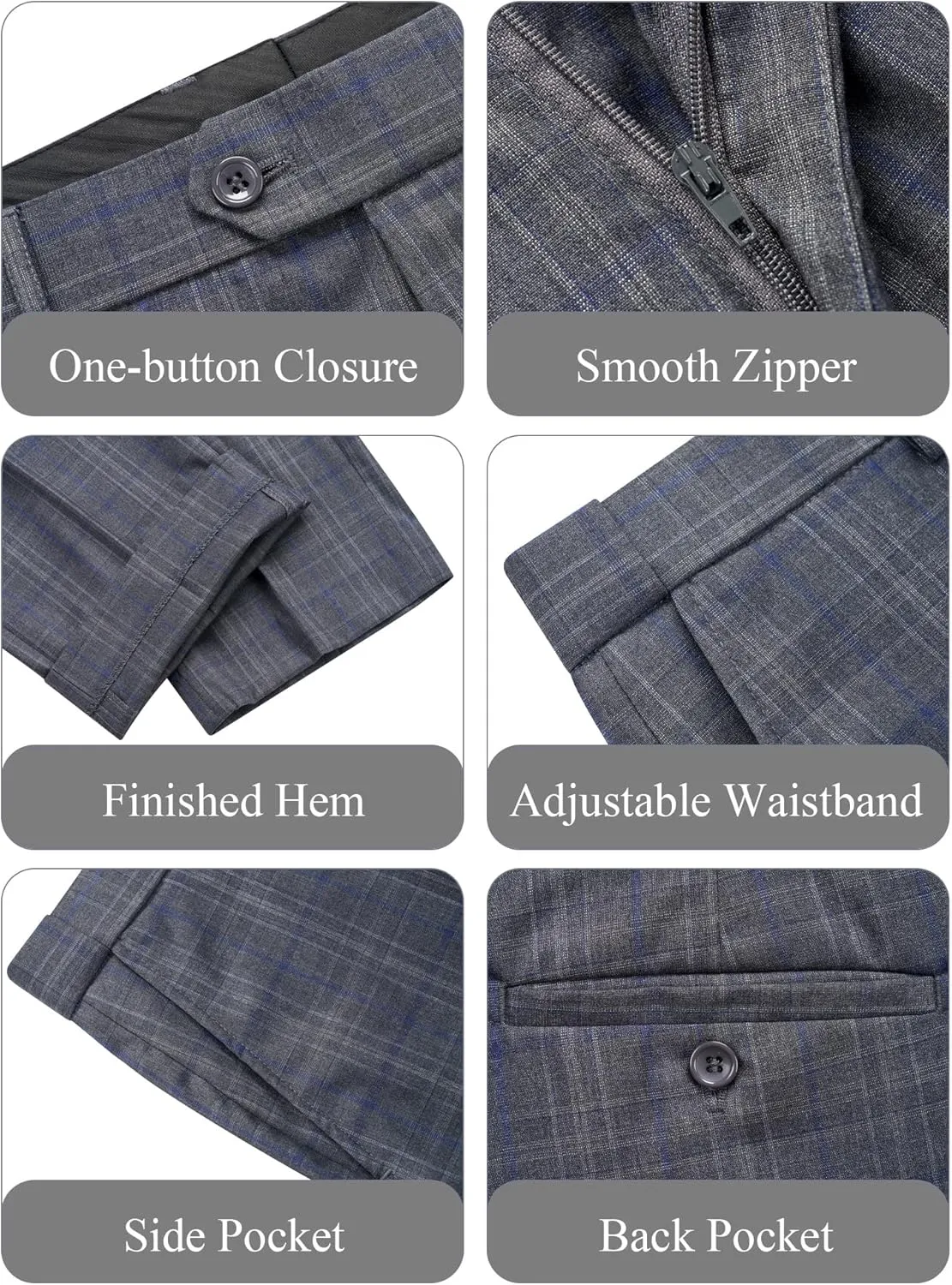WEEN CHARM Men's 2 Piece Slim Fit Plaid Suit Business Casual Blazer Pants Set for Formal Wedding Prom Office Party