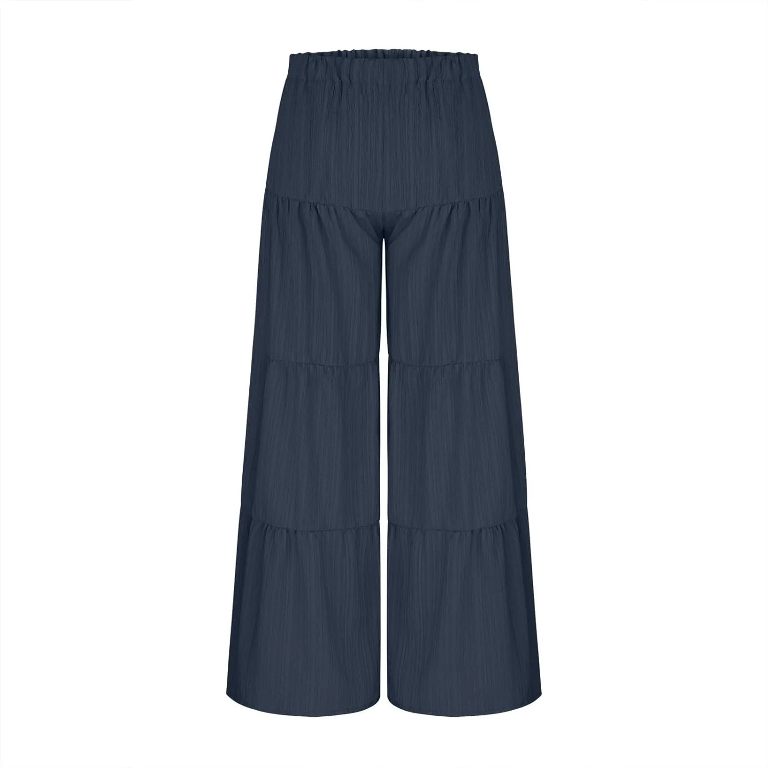 Wide Leg Palazzo Pants for Women Elastic High Waist Pleat Trousers 2025 Fashion Solid Color Baggy Flowy Summer Pants