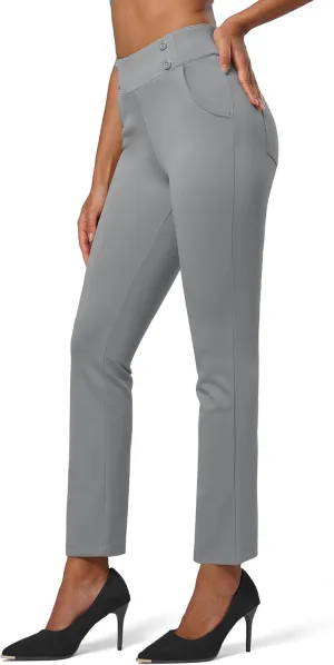 Willit Women's Yoga Dress Pants Stretch Business Work Casual Pants High Waisted Cropped Office Pants 27"