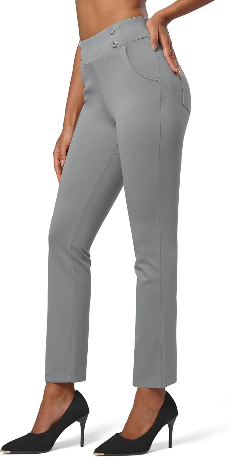 Willit Women's Yoga Dress Pants Stretch Business Work Casual Pants High Waisted Cropped Office Pants 27"