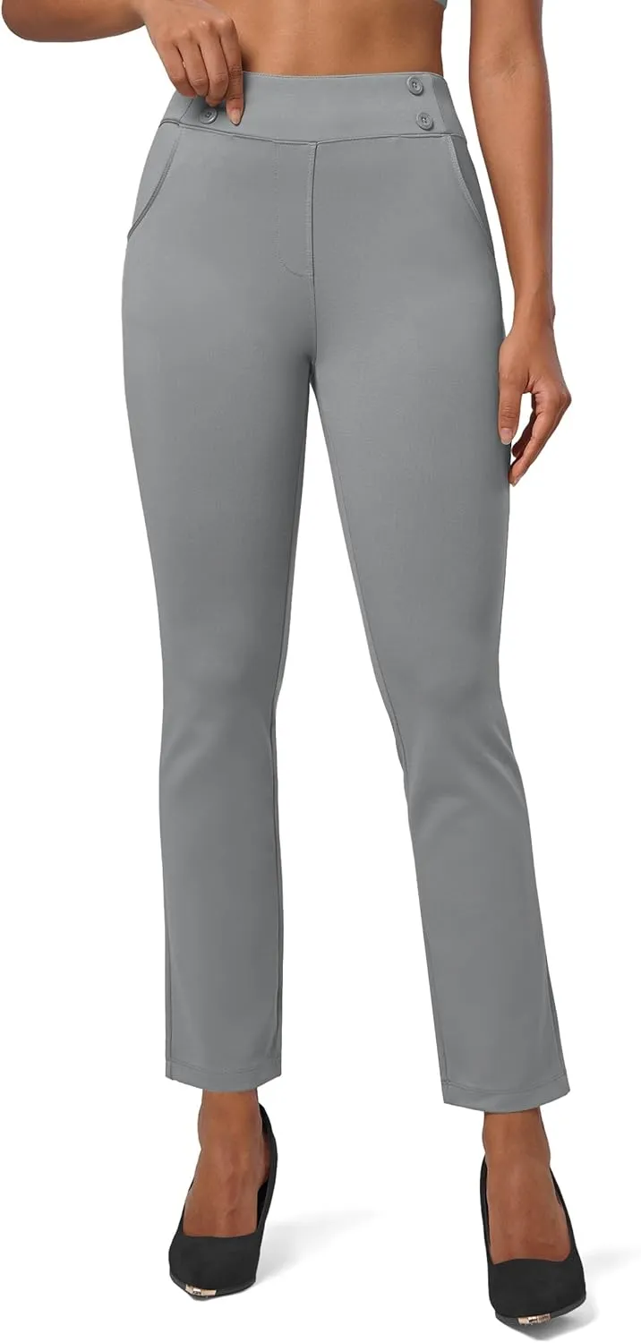 Willit Women's Yoga Dress Pants Stretch Business Work Casual Pants High Waisted Cropped Office Pants 27"