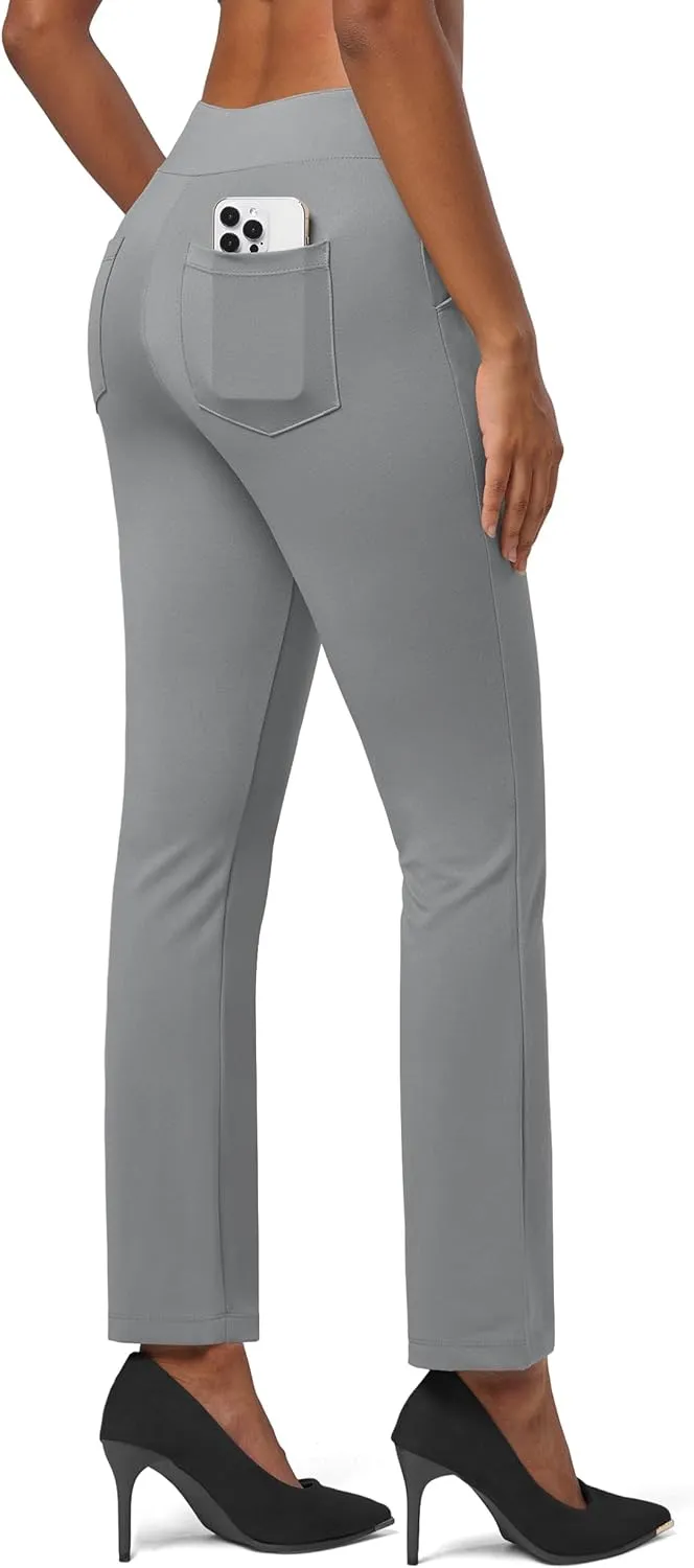 Willit Women's Yoga Dress Pants Stretch Business Work Casual Pants High Waisted Cropped Office Pants 27"