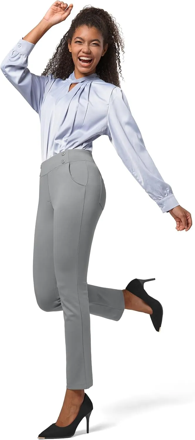 Willit Women's Yoga Dress Pants Stretch Business Work Casual Pants High Waisted Cropped Office Pants 27"