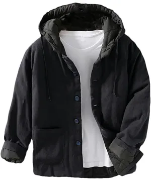 Winter Chinese Style Buckle Men Hooded Warm Cotton Padded Jacket Casual Loose Outwear Coat Clothing