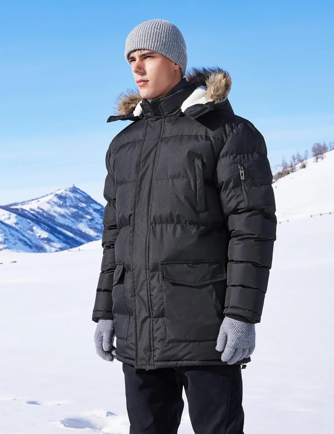 Winter Coats For Men Winter Jackets Water Resistant Warm Thicken Puffy Hooded Insulated Thicken Parka Coat