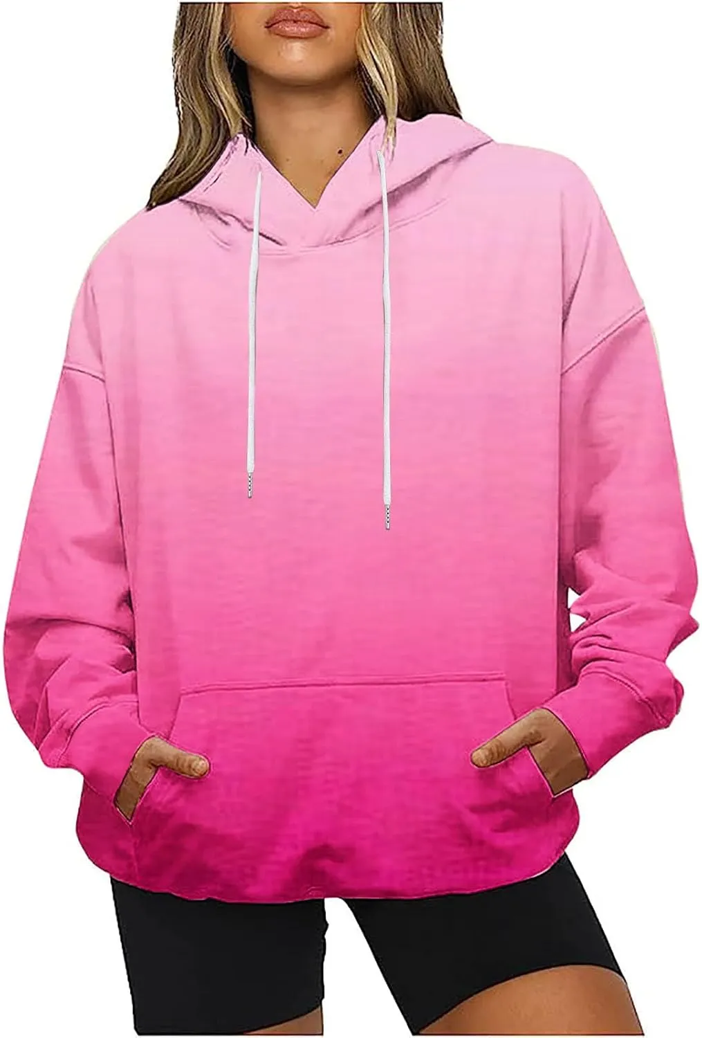 Women 2024 Oversized Sweatshirts Neno Print Drawstring Cute Hoodies Pullover Tops Fall Winter Trendy Clothes