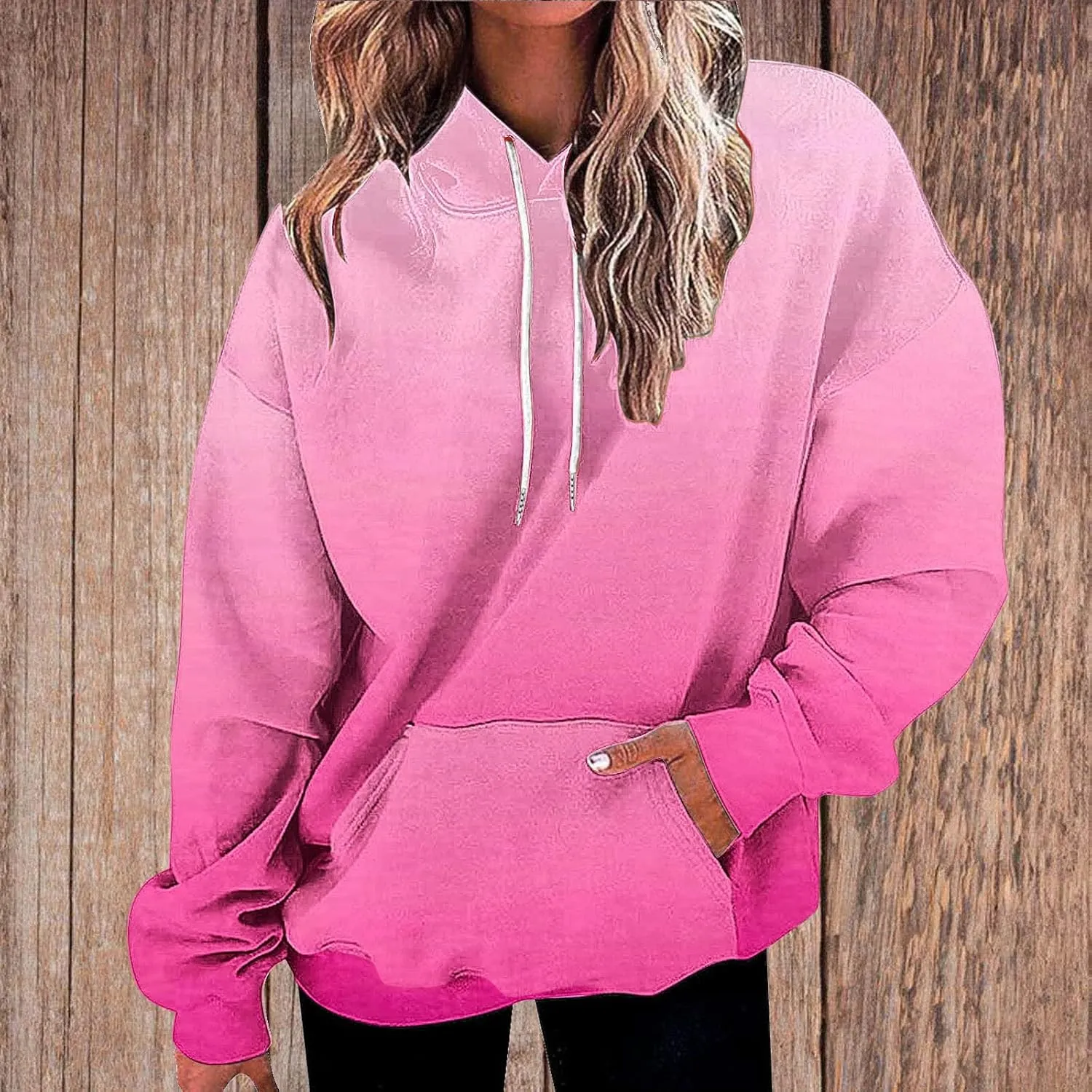Women 2024 Oversized Sweatshirts Neno Print Drawstring Cute Hoodies Pullover Tops Fall Winter Trendy Clothes