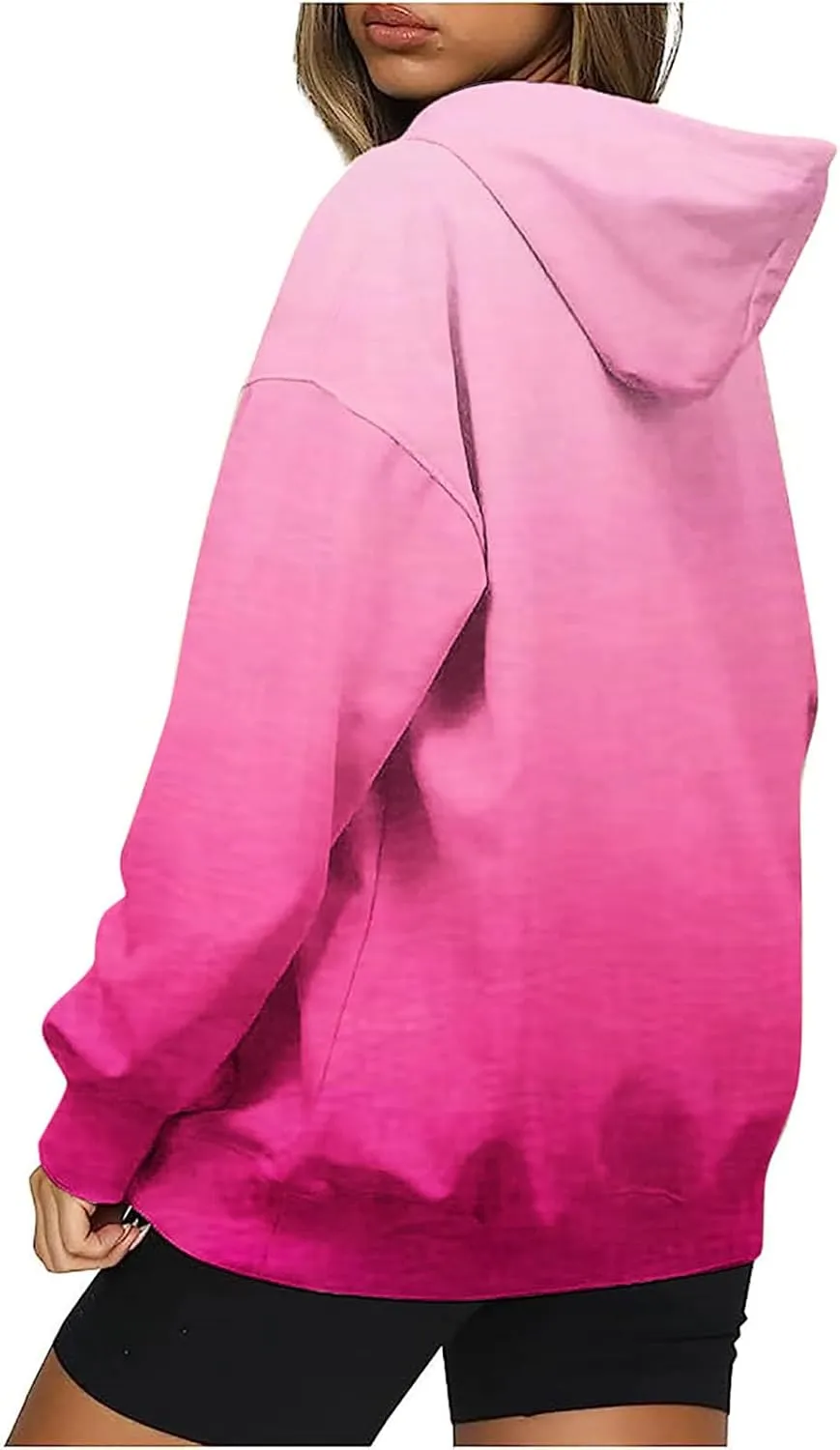 Women 2024 Oversized Sweatshirts Neno Print Drawstring Cute Hoodies Pullover Tops Fall Winter Trendy Clothes