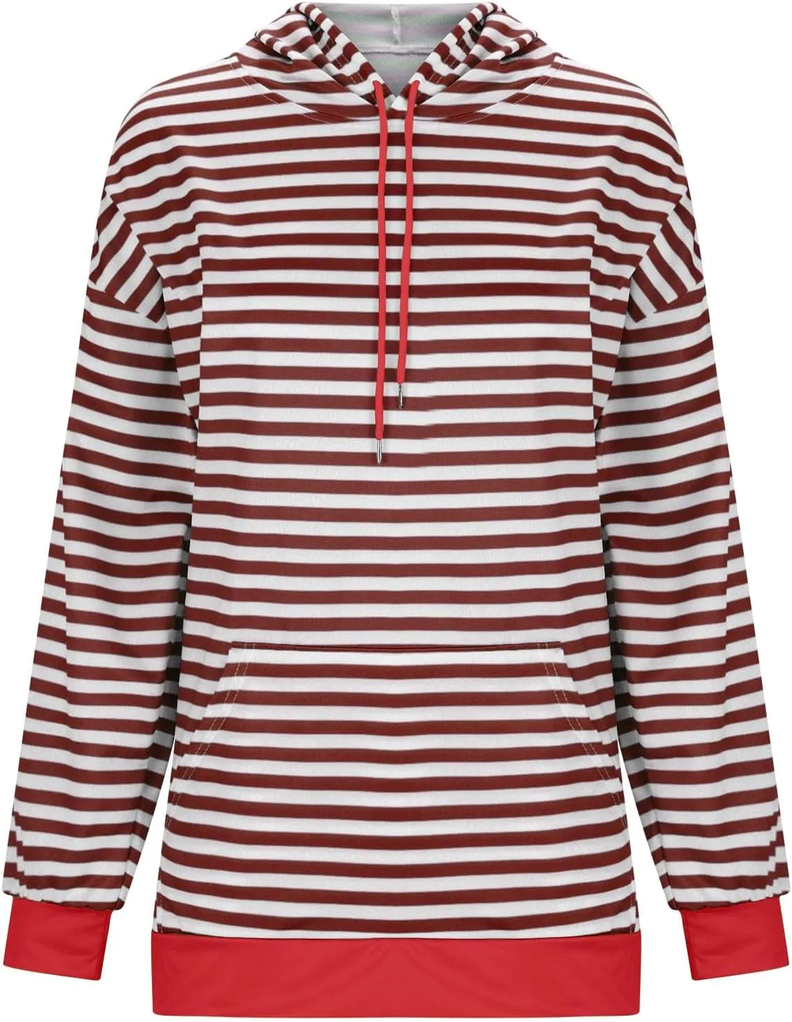Women 2024 Striped Hoodies Sweatshirt Drawstring Cute Pullover Sweatshirts Long Sleeve Shirts Tops Trendy Fall Clothes